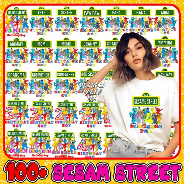 100 Sesame Cartoon Birthday Designs Bundle Png