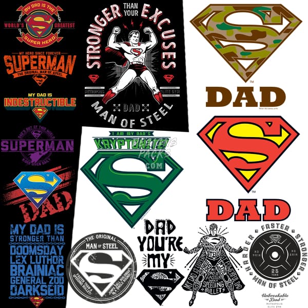 14 Movie Super Dad Father's Day Designs Bundle PNG designspacks