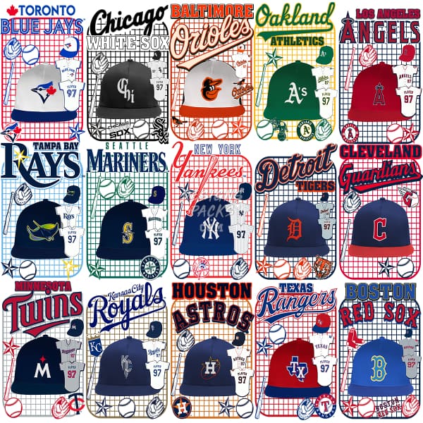 15 Baseball Teams Caps Designs Bundle PNG DESIGNSPACKS