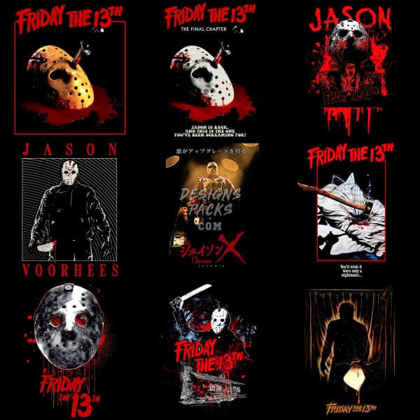 18 Halloween Horror Movie Designs Bundle PNG designspacks