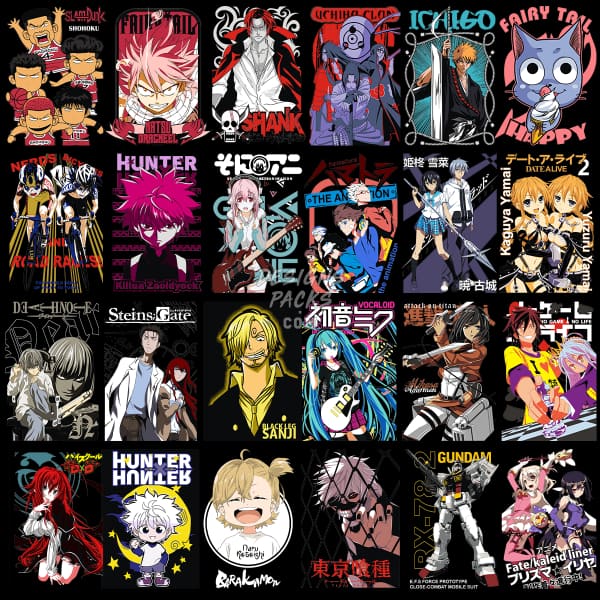 194 Anime Mix Designs Bundle EPS Vector DESIGNSPACKS