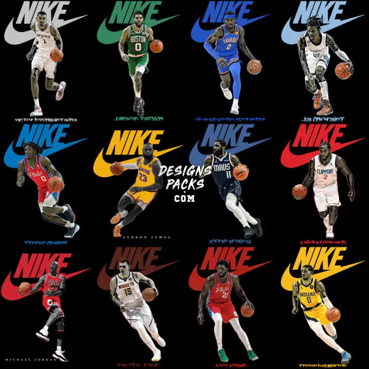 20 Basketball Players Swoosh Brand Designs Bundle Png