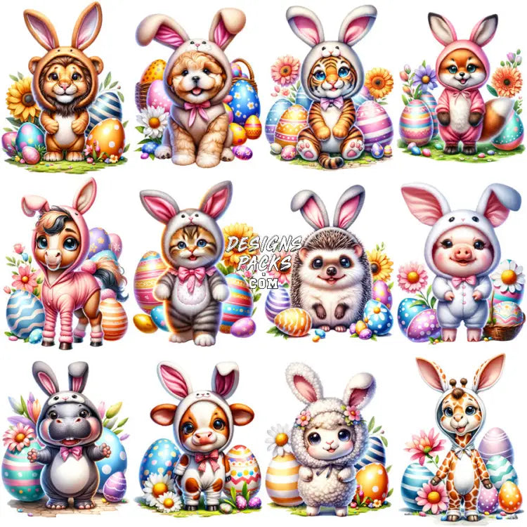 23 Animals Easter Bunny Costume Designs Bundle Png