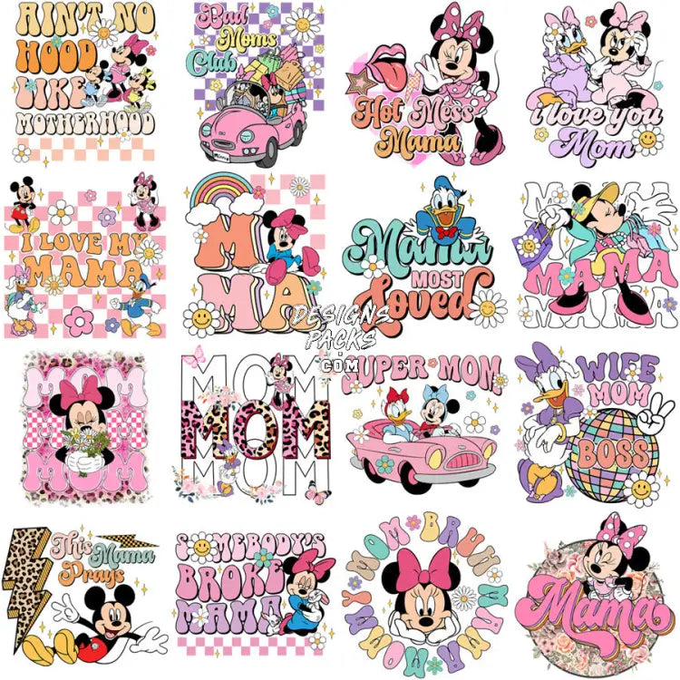 24 Cartoon Mom Mother’s Day Designs Bundle Png