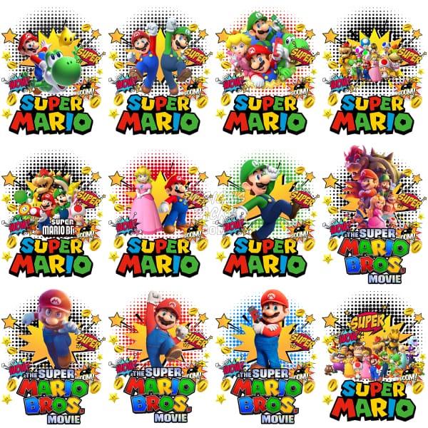 24 Gaming Mario Movie Designs Bundle Png