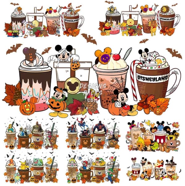 28 Halloween Mix Coffee Drinks Cups Designs Bundle PNG designspacks