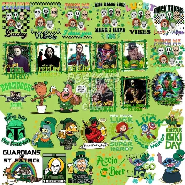 32 Popculture mix St. Patricks Day Designs Bundle PNG designspacks