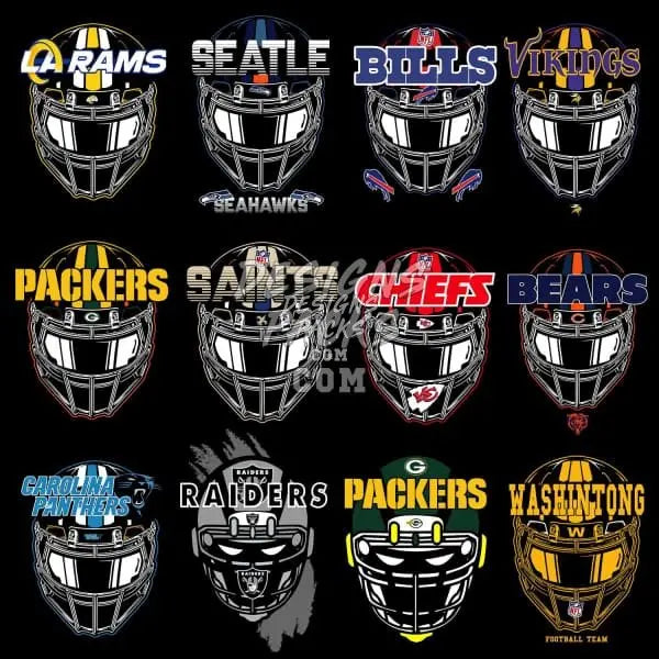33 Football Helmets V3 Designs Bundle PNG designspacks