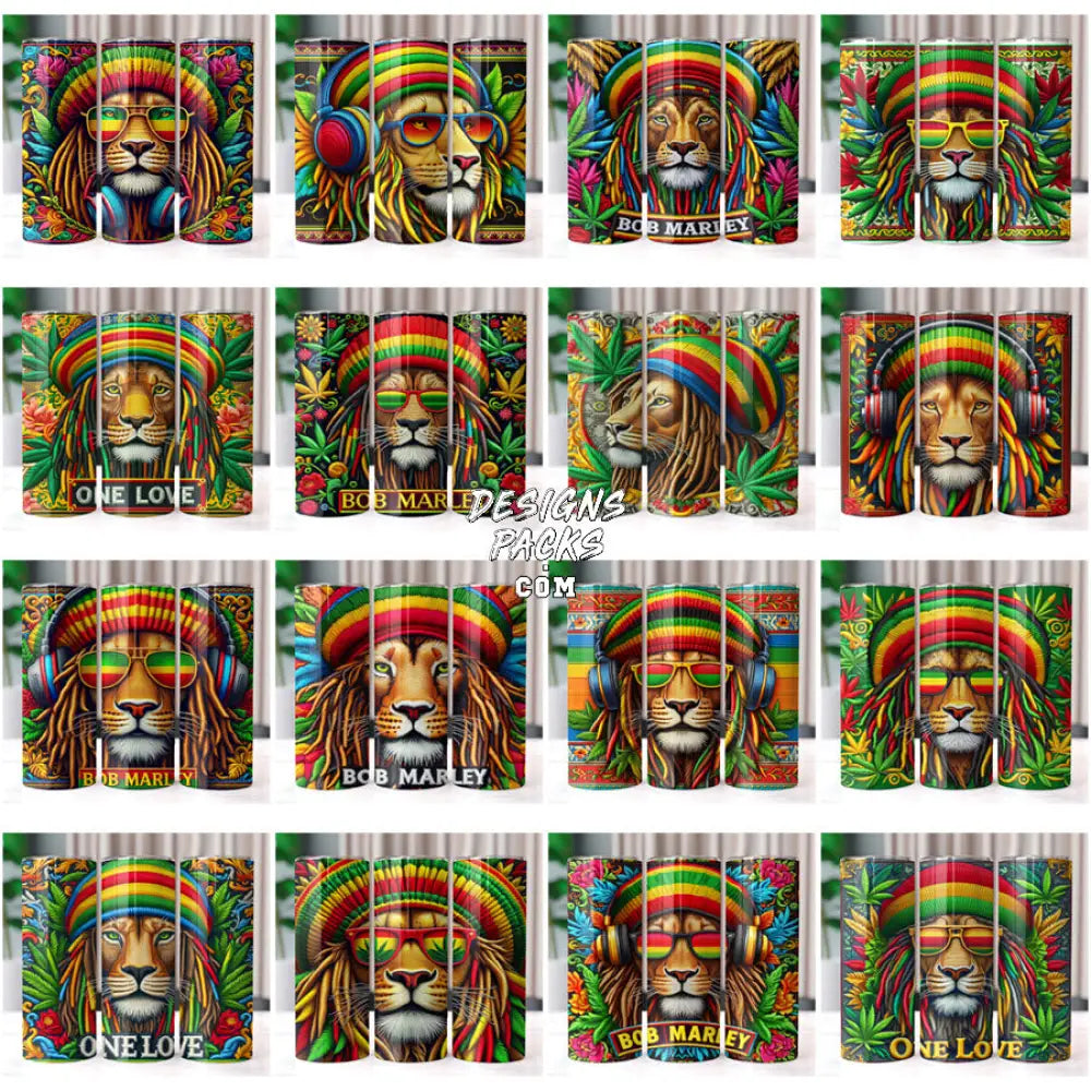 35 Bob Marley Lion Weed Music Tumbler Wrap Bundle Jpg