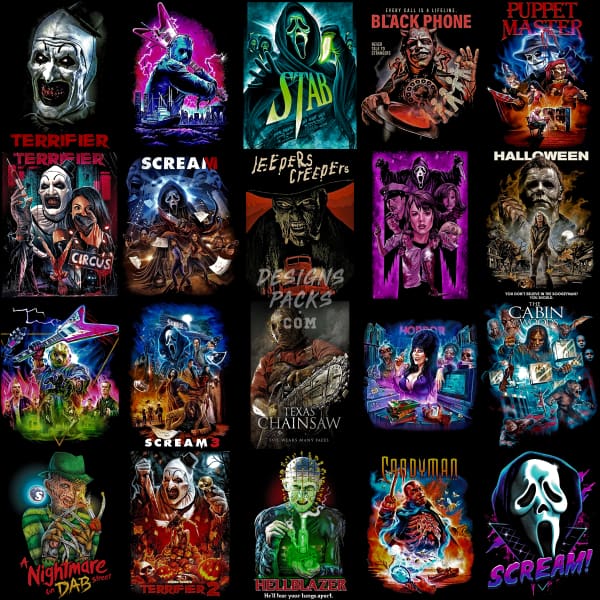 35 Halloween Horror Halftone Designs Bundle PNG DESIGNSPACKS