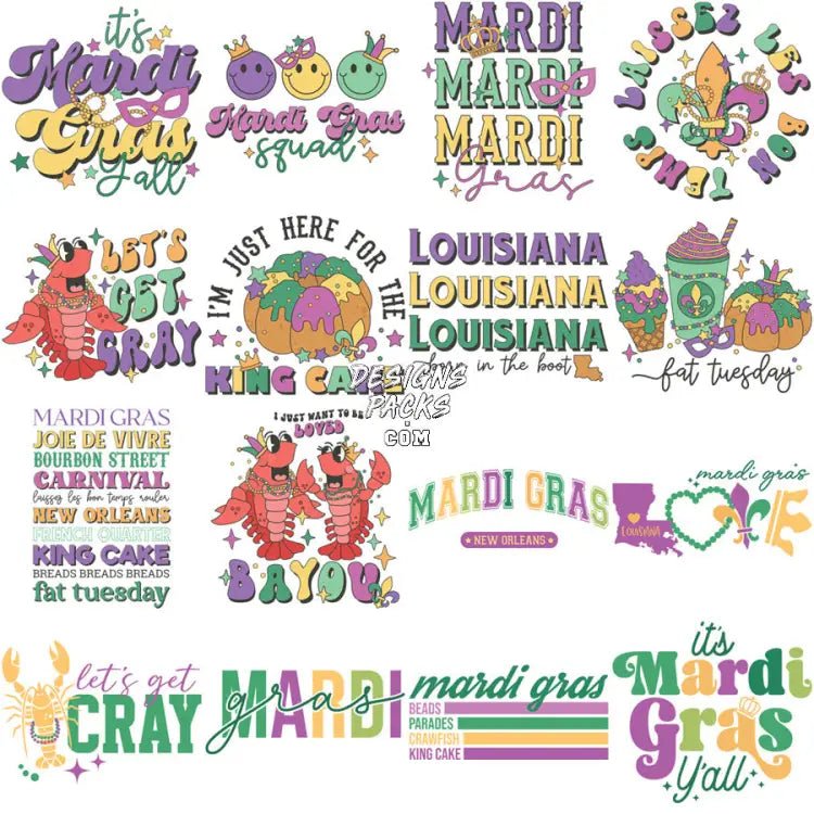 35 Mixed Mardi Gras Designs Bundle Png