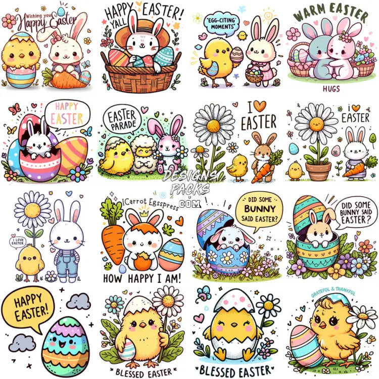 43 Cute Easter Eggs Day Designs Bundle Png