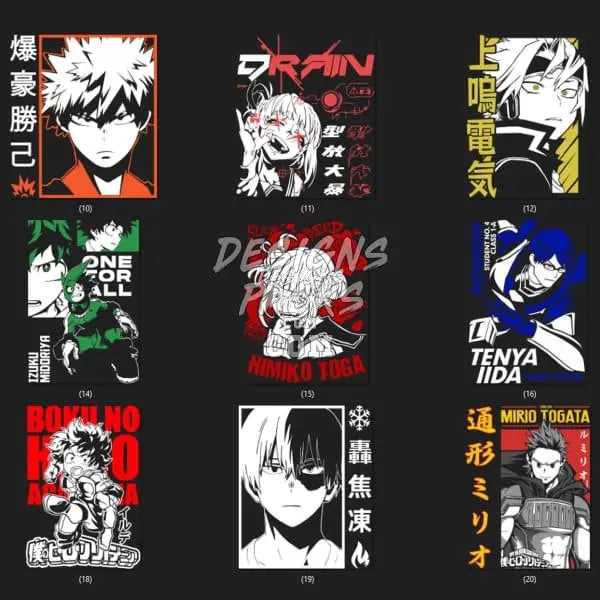 45 Anime Designs Bundle PNG designspacks