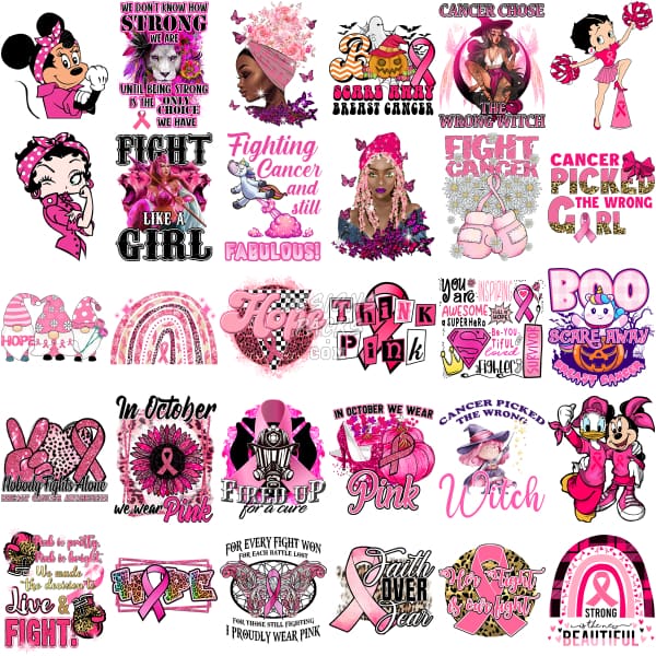 50 Breast Cancer Awareness Designs Bundle Png