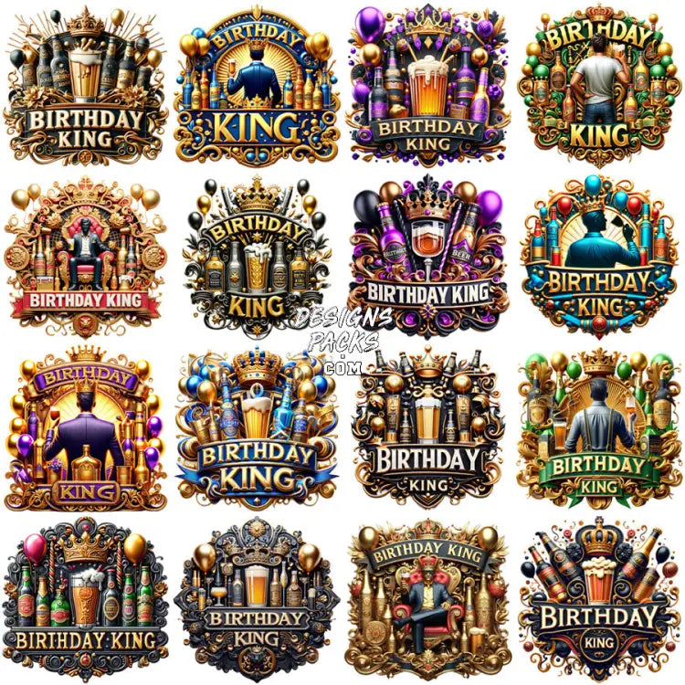 50 Men Birthday King Designs Bundle Png