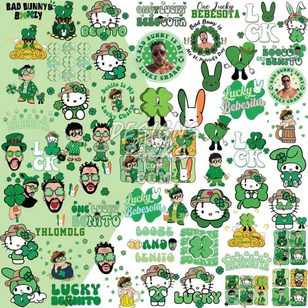 57 Bad Bunny St. Patricks Day Designs Bundle PNG designspacks