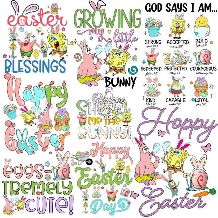 8 Cartoon Easter Day Sponge Designs Bundle Png