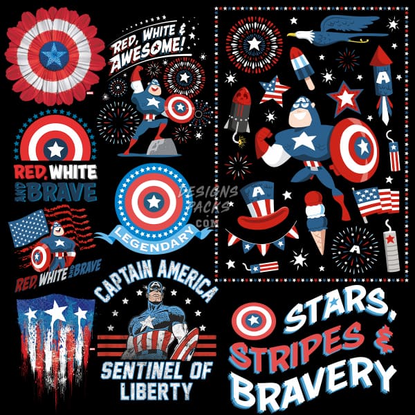8 Superhero 4th of July Movie Designs Bundle PNG designspacks