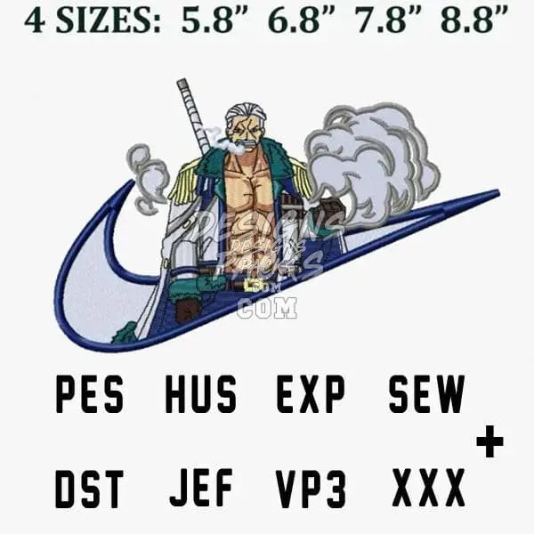 Smoker One Piece Swoosh Sport Anime Embroidery Design designspacks