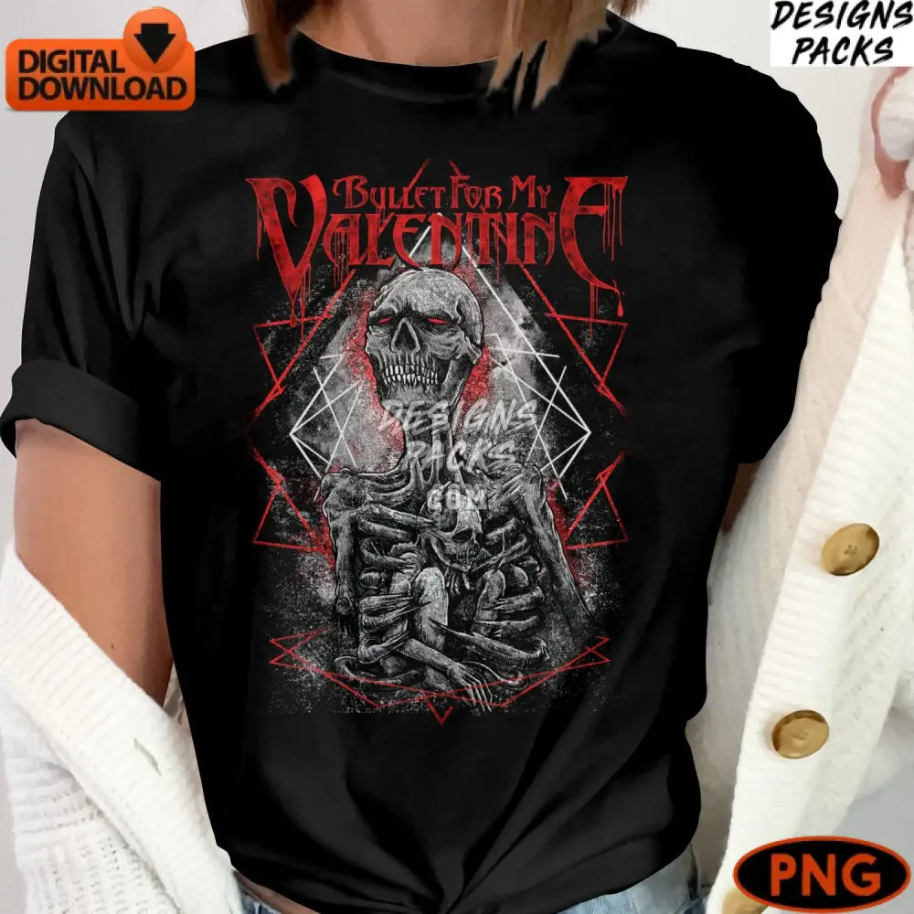 Bullet For My Valentine Band Art Skeleton Digital Print Gothic Instant Download Halftone Png