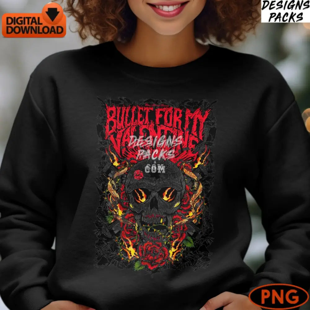 Bullet For My Valentine Band Art Skull Roses Digital Print Instant Download Halftone Png File Music