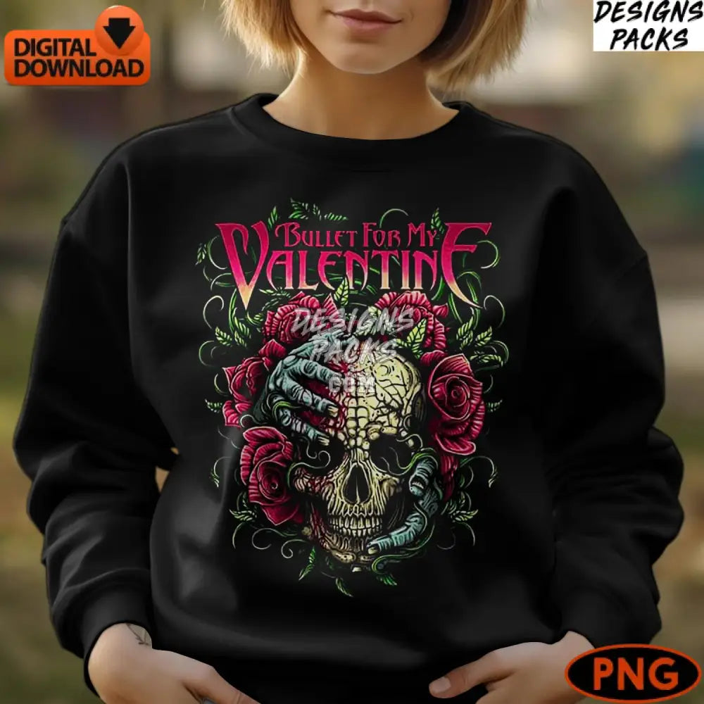 Bullet For My Valentine Band Logo Skull Digital Art Floral Punk Rock Illustration Instant Download