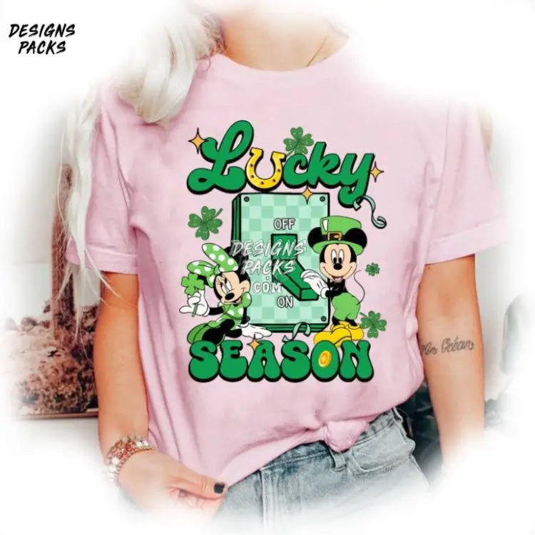 Cartoon Land Four Leaf Clover Shamrock Lucky Mickey And Friends Happy St. Patrick’s Day Png Design