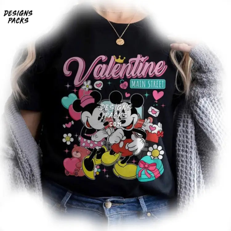 Family Matching Cartoon Land Trip Vintage Mickey And Minnie Couple Valentine On Main Street Png