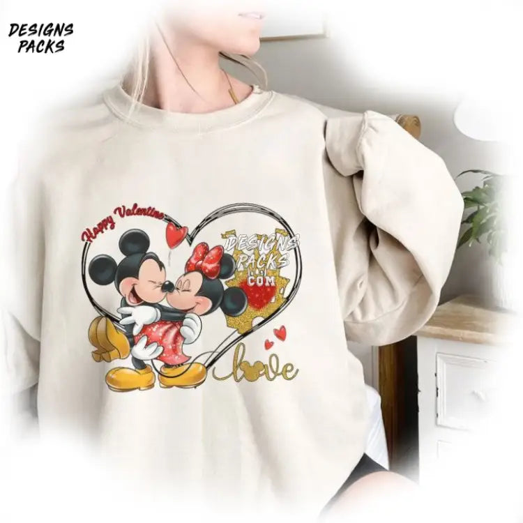 Minnie Couple Valentines Day Cartoon And Mickey Happy Png Design