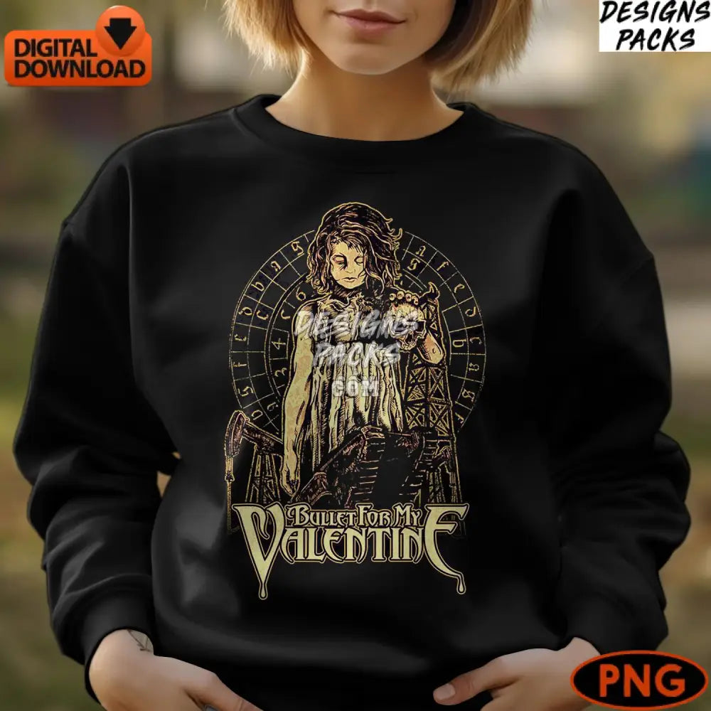 Vintage Gothic Valentine Art Instant Download Digital Halftone Png Mysterious Lady And Horse