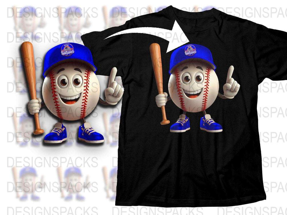 Fun Baseball Mascot T-Shirt, Men's Sports Graphic Tee, Casual Summer Outfit, Unique Baseball Fan Gift