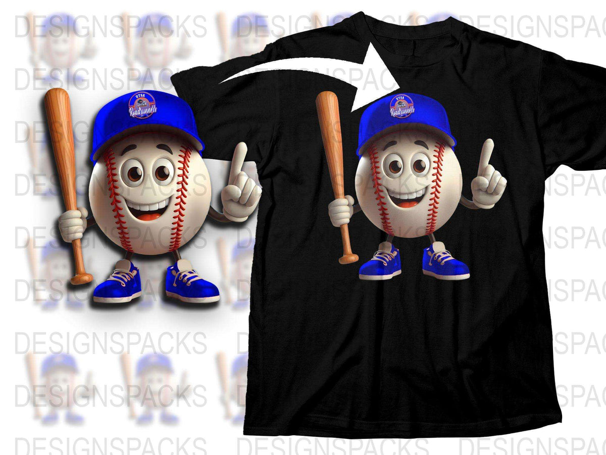 Fun Baseball Mascot T-Shirt, Men's Sports Graphic Tee, Casual Summer Outfit, Unique Baseball Fan Gift