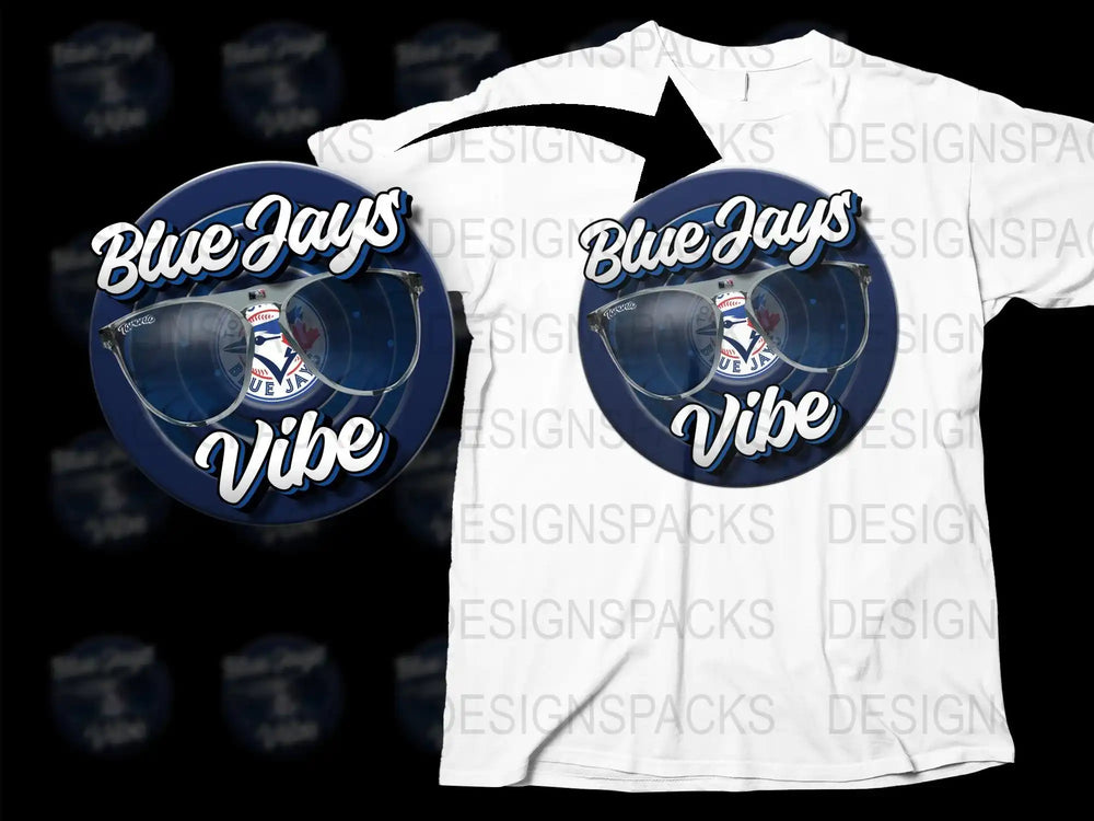Blue Jays Vibe t-shirt design with sunglasses graphic, print-ready for DTG or DTF printing