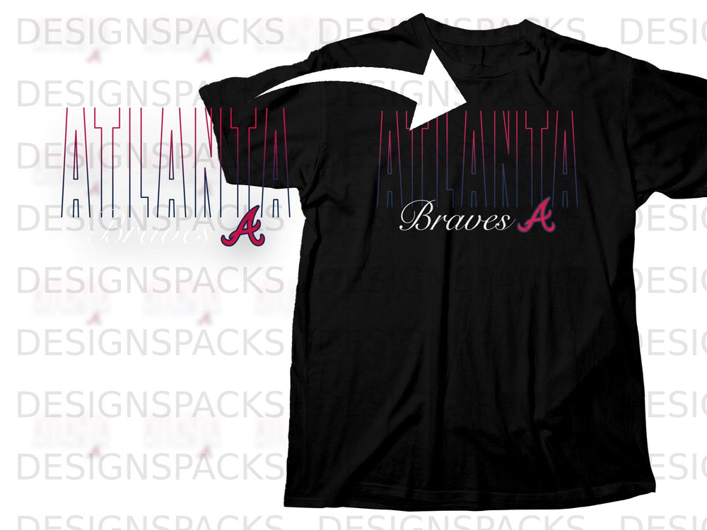 Black t-shirt with Atlanta Braves logo and text on the front.