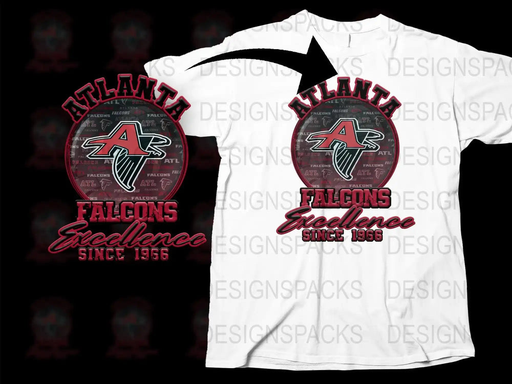 Vintage Atlanta Falcons T-Shirt, Excellence Since 1966, Classic Red and White NFL Tee Design