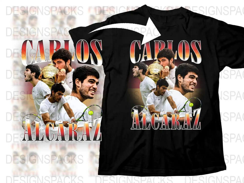 Carlos Alcaraz Tennis Champion Graphic T-Shirt, Sports Fan Apparel, Casual Athletic Wear Tee for Men and Women