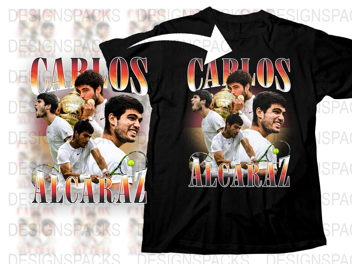Carlos Alcaraz Tennis Champion Graphic T-Shirt, Sports Fan Apparel, Casual Athletic Wear Tee for Men and Women
