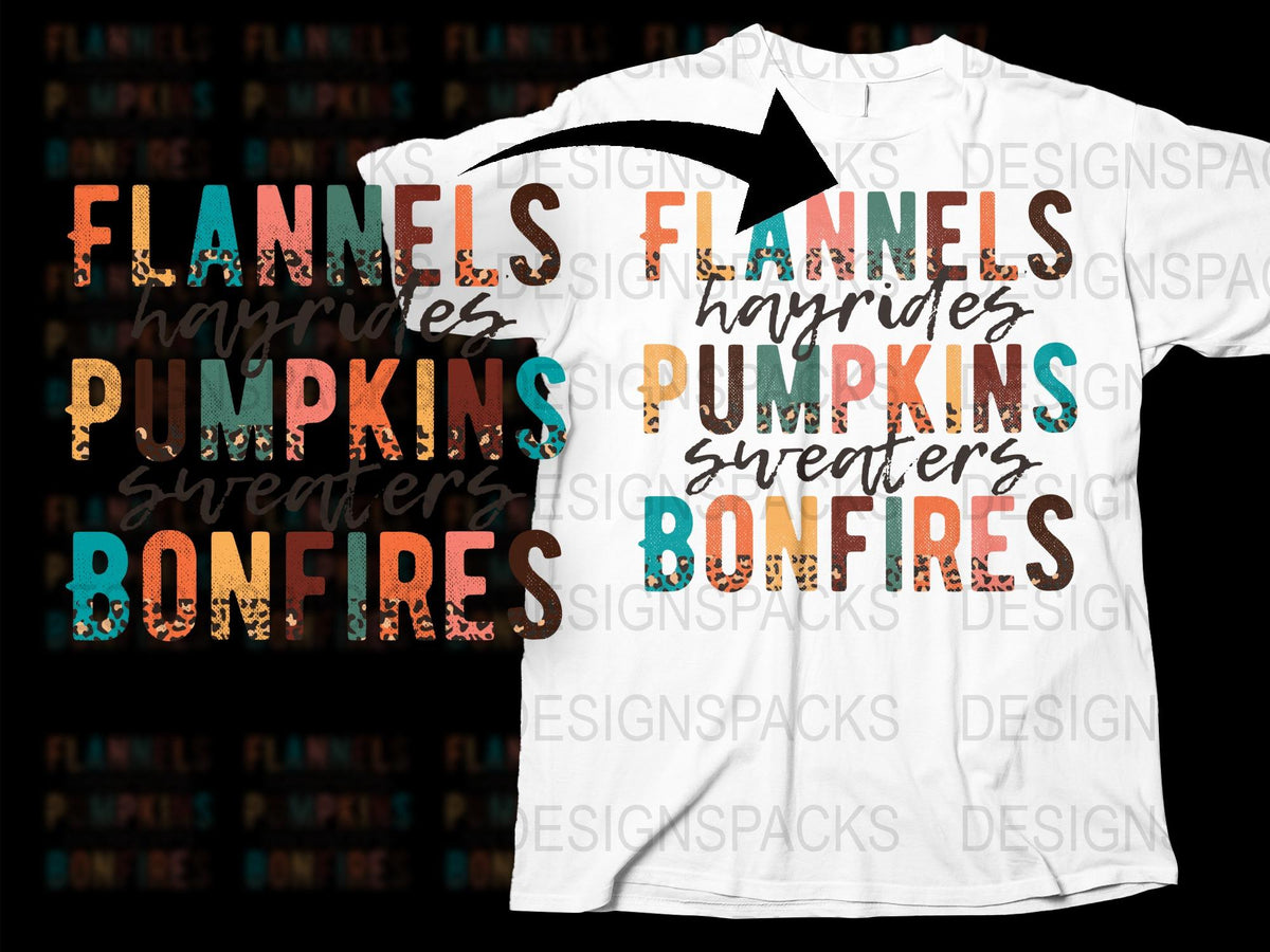 Fall Season T-Shirt Flannels Pumpkins Sweaters Bonfires Graphic Tee Unisex Casual Fit