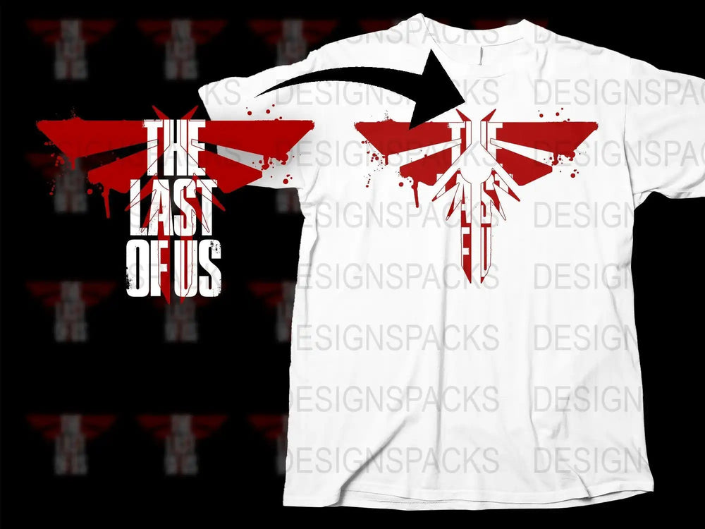 The Last of Us red wing logo t-shirt design, print-ready PNG for DTG/DTF, instant download