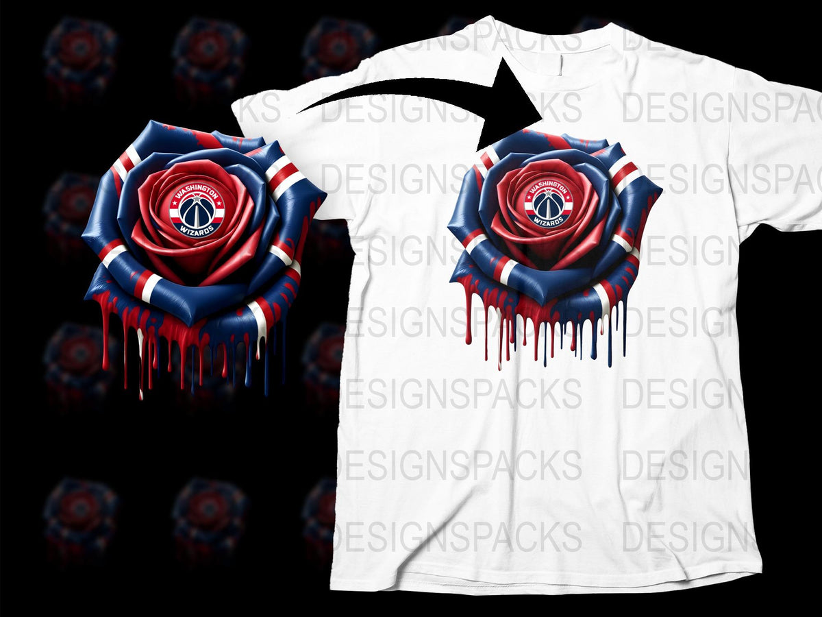 Unique 3D Rose Graphic T-Shirt, Bold Red and Blue Flower Design, Stylish Unisex Fashion Top