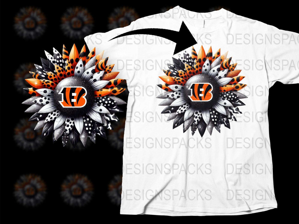 Trendy Floral Pattern White T-Shirt, Vibrant Orange Black Logo, Stylish Summer Casual Wear