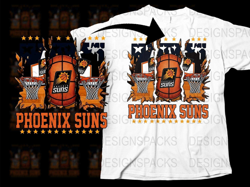 Phoenix Suns Basketball Team T-Shirt, Sports Fan Apparel, Orange and White Graphic Tee, Unisex Clothing
