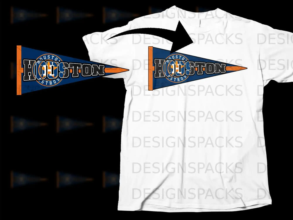 Houston Astros Pennant Design on White T-Shirt
