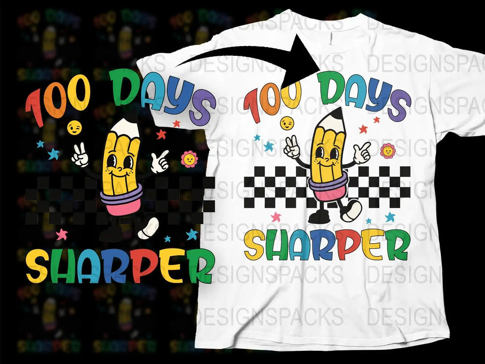 100 Days Sharper Colorful Png Digital Download