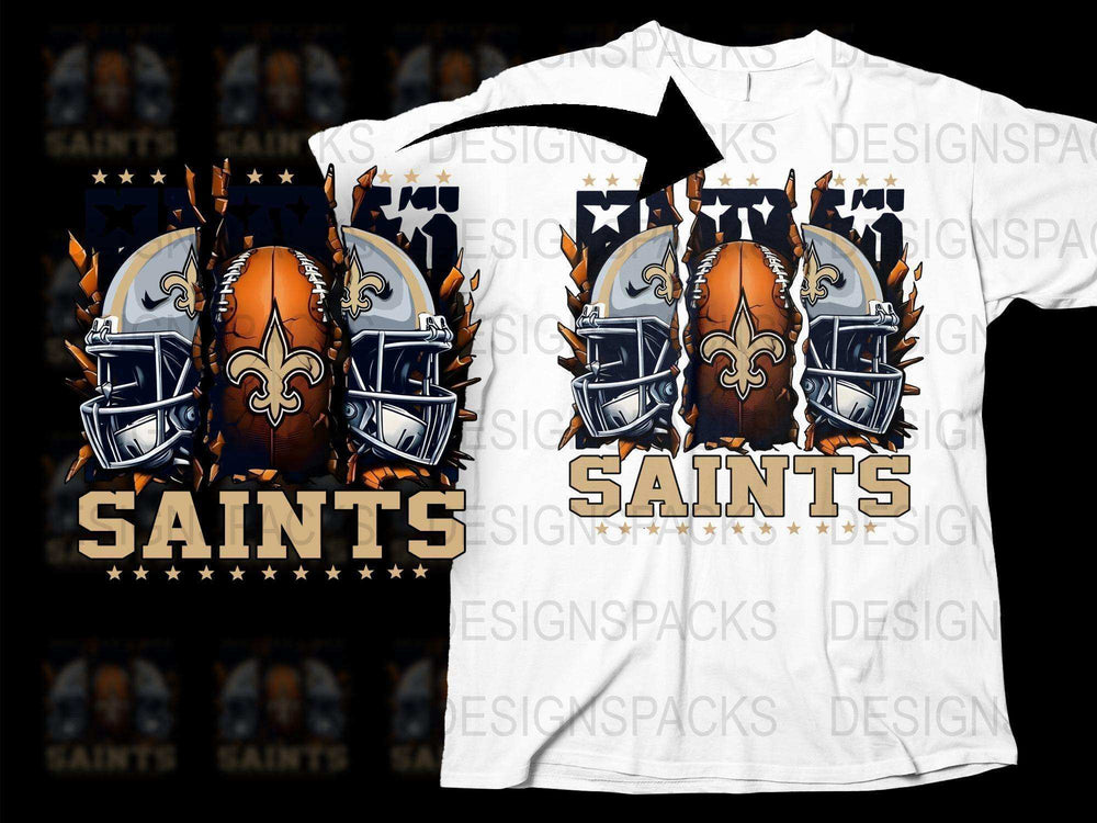 New Orleans Saints Themed T-Shirt, Football Helmet Design, Black and Gold Color, Unisex Fashion Clothing