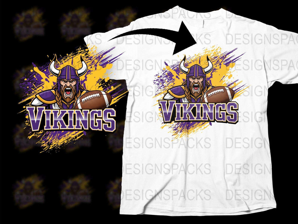 Vikings Football T-Shirt, Graphic Sports Tee, Purple and White, Fan Apparel, Casual Wear