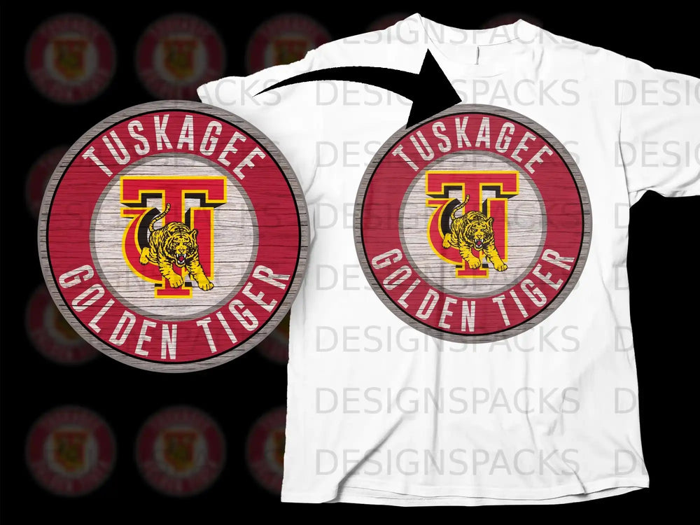 Tuskegee Golden Tiger Red and Yellow Emblem T-Shirt