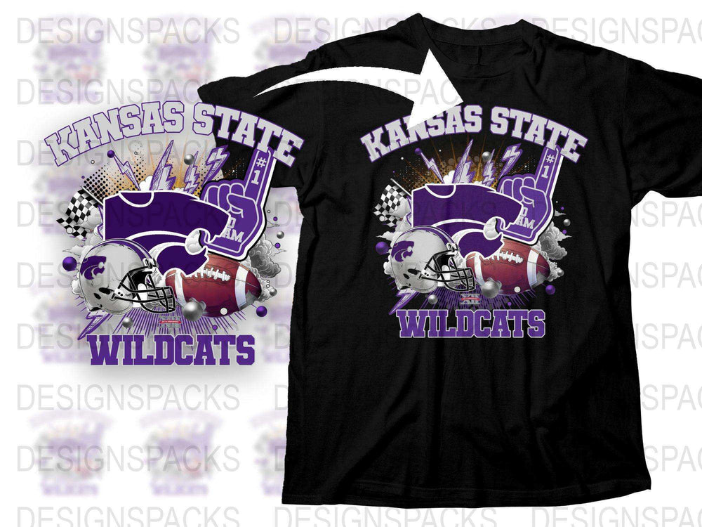 Kansas State Wildcats Graphic T-Shirt, College Football Fan Apparel, Purple and Black Sports Tee