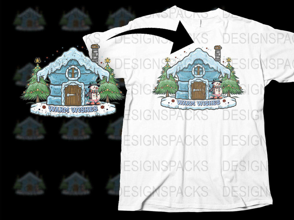 Winter Wonderland Snowy Cabin T-Shirt, Cozy Snowman Holiday Tee, Christmas Apparel for Family