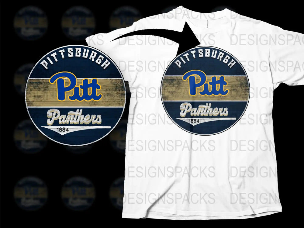 Vintage Pittsburgh Pitt Panthers T-Shirt, College Sports Fan Tee, Retro Design, 1884 Logo, Men's and Women's Sizes Available